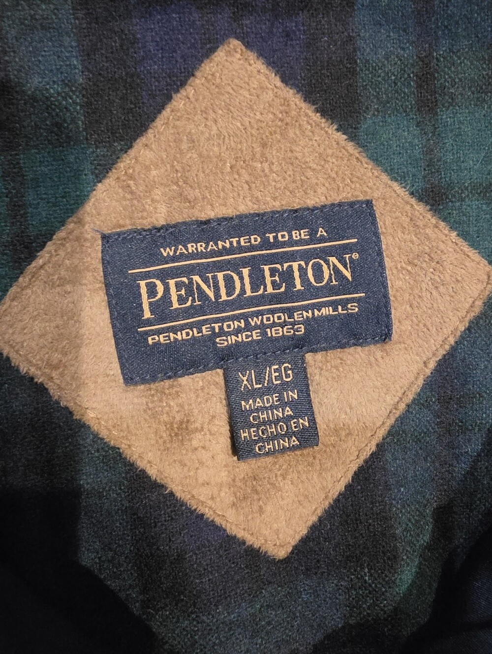 Pendleton Sherpa Fleece Jacket XL Blue Blackwatch Plaid Quarter Zip Cozy - Picture 2 of 3